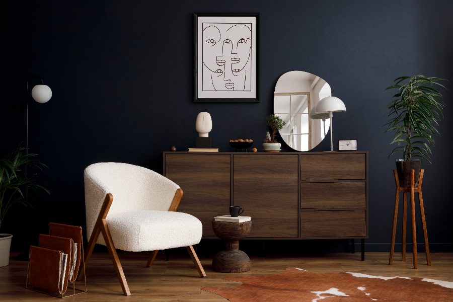 Elegant navy-toned Dublin interior